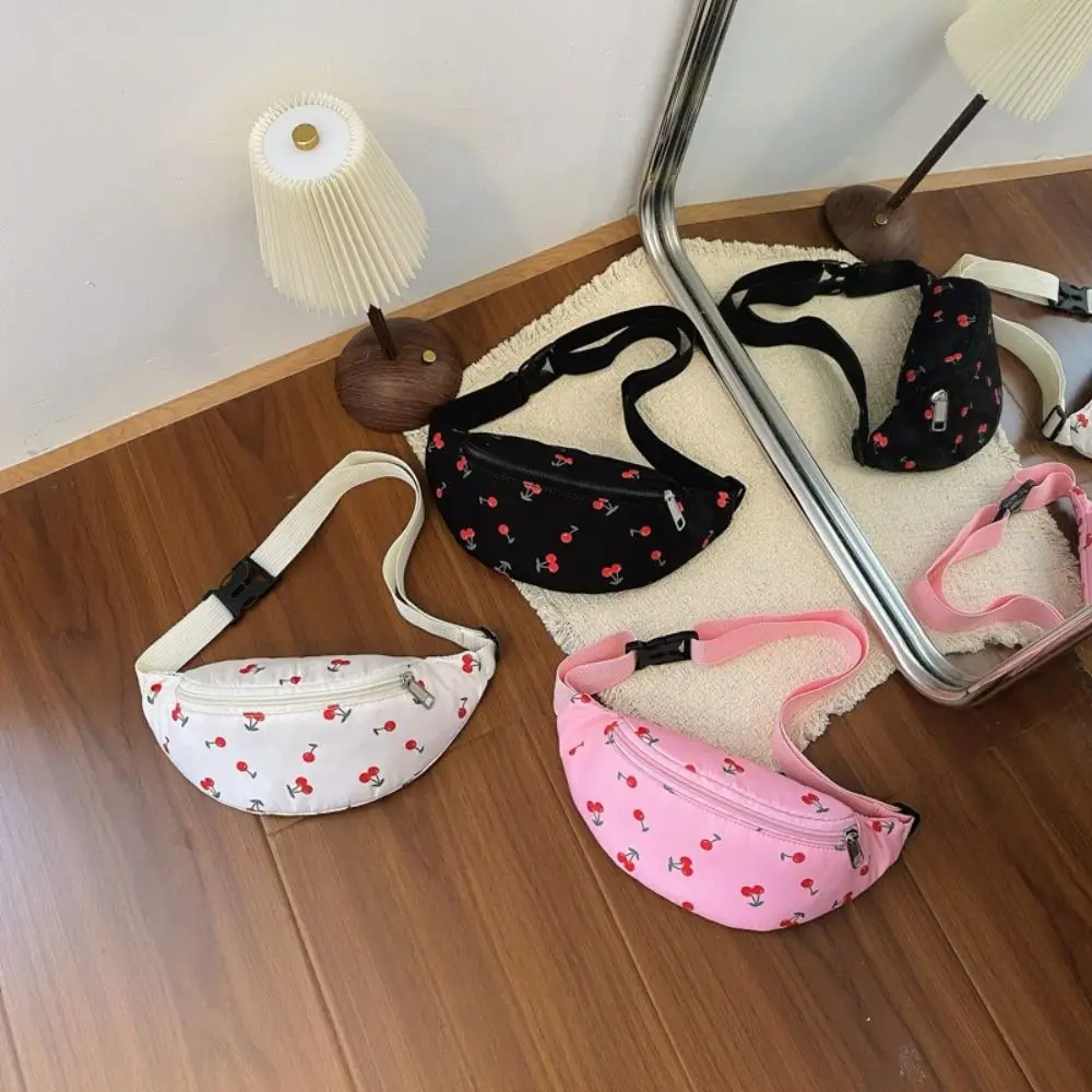 Portable Polyester Cherry Crossbody Bag Cartoon Cherry Shoulder Pouch Waist Pack Women