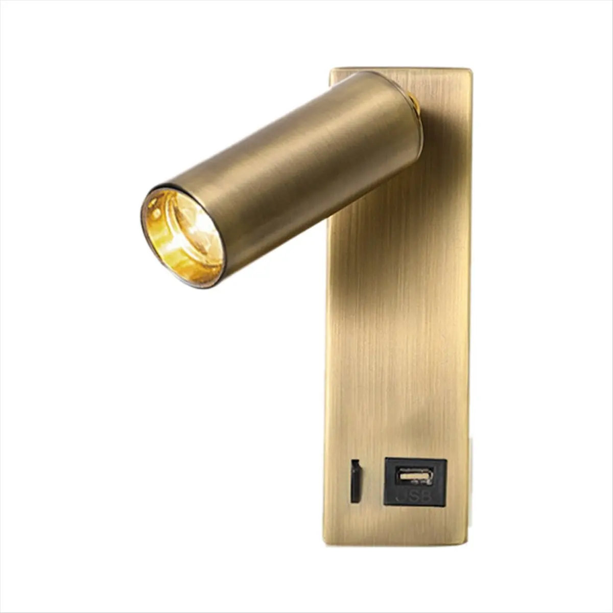 DT1106 TO 3W LED Wall Lamp Embedded and Rotatable Reading Light USB Focus Light for Bedroom Bedside Study 3000K Bronze