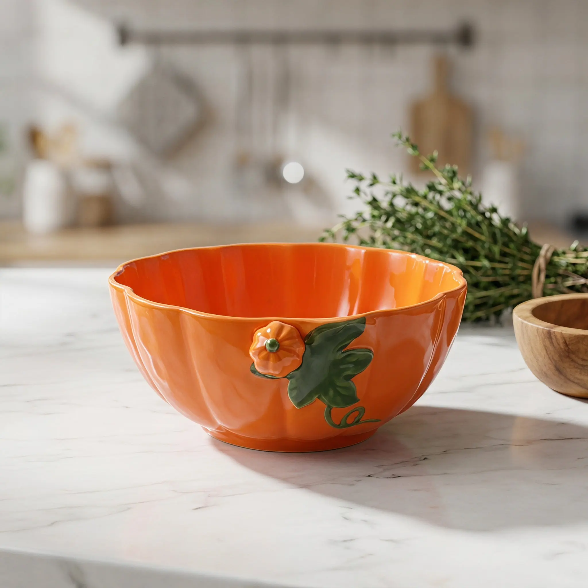 Pumpkin Soup Bowl Ceramic Pumpkin Bowls 1300Ml Large Novelty Oven Safe Thanksgiving Serving Snack Candy Bowl Candy Bowls