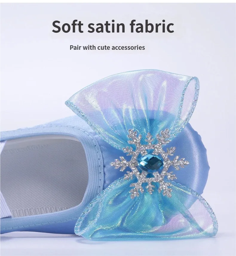 Blaue Satin-Ballettschuhe für Mädchen mit Lieblicher Eisnetz-Großer Schleife Bühnenauftritt Tanzschuhe 8128 – Detail 4