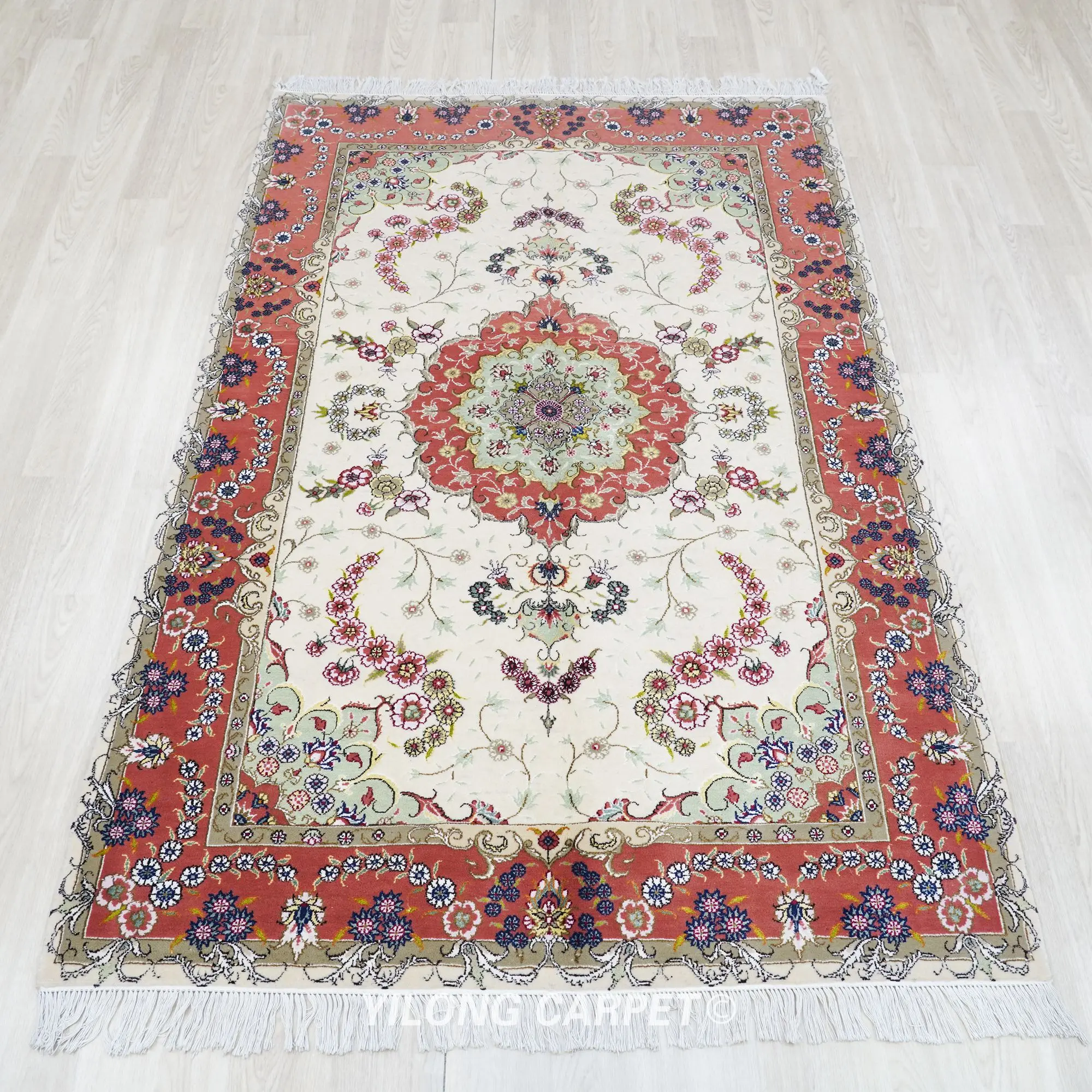 4'x6' Persian Handknotted Rug Oriental Durable Chinese Carved Wool Silk Carpet (WML041)