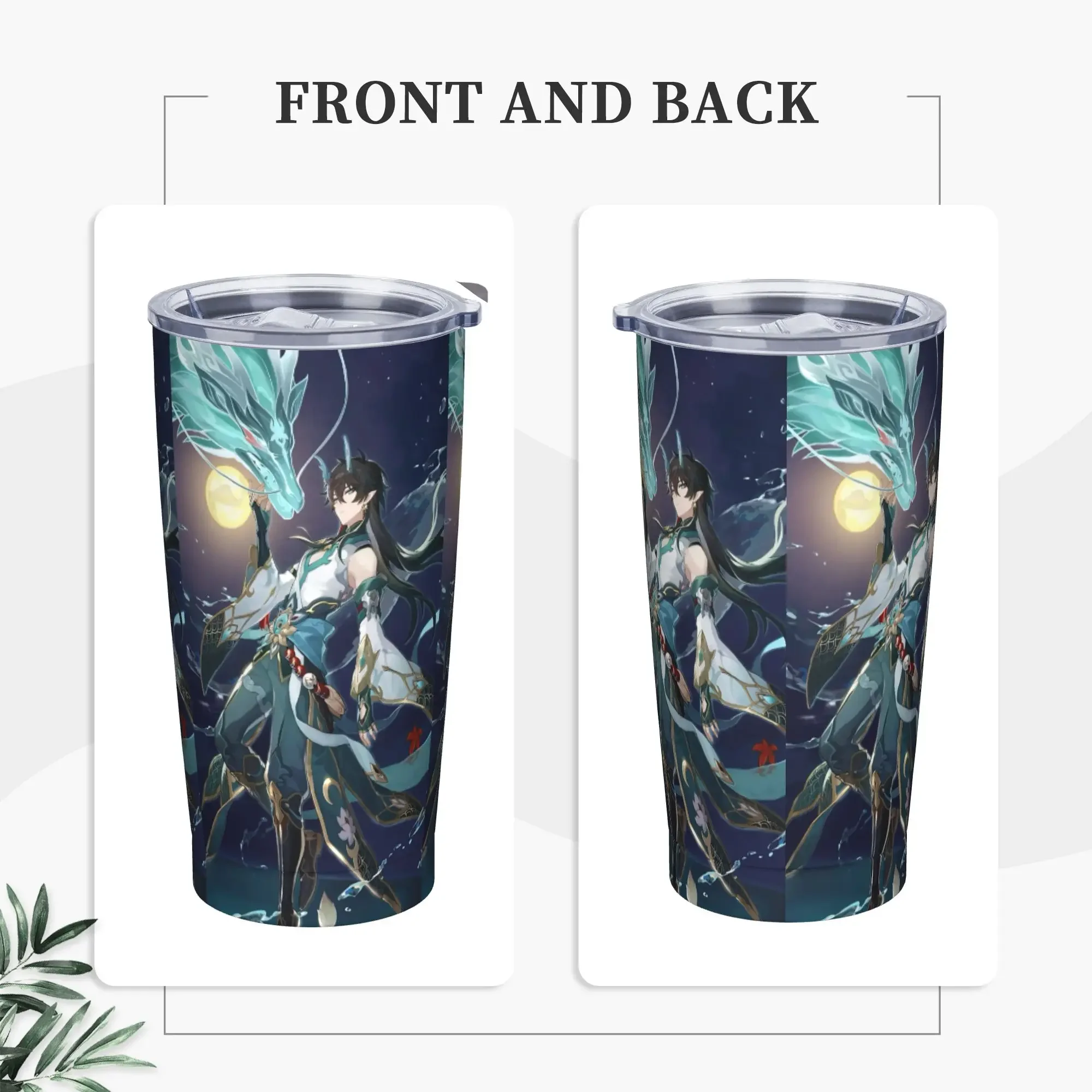 Dan Heng Insulated Tumbler with Straws Lid Honkai Anime Stainless Steel Thermal Mug Office Home Water Bottle Cups, 20oz