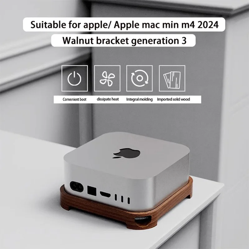 Support de bureau pour Mac mini M4/M4 Pro 2024, support de Dissipation thermique, Base en bois, Base de refroidissement antidérapante, accessoires