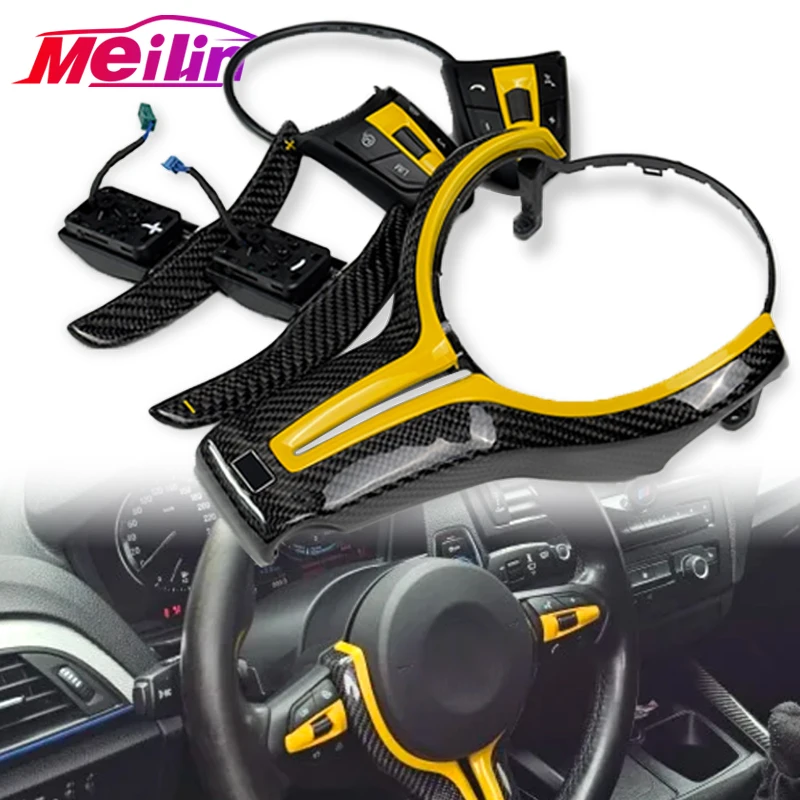 

Накладка на руль из карбона для BMW F80 F82 F10 F06 F12 F13 F15 F16 M-Sport F20 F22 F30 F36, желтый цвет