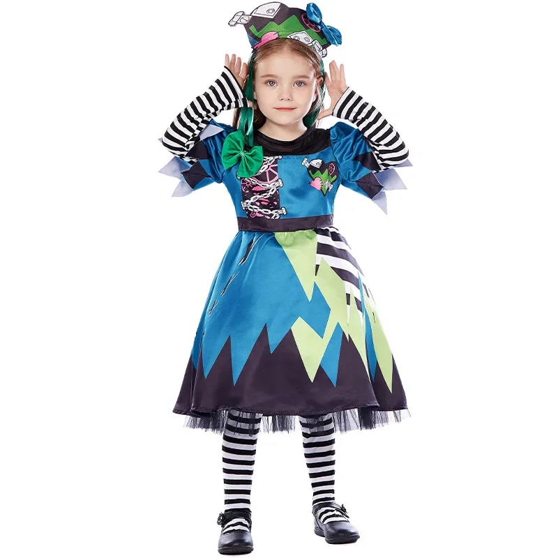 

Halloween Party Frankenstein Assembles Monster Zombie Girl Dress