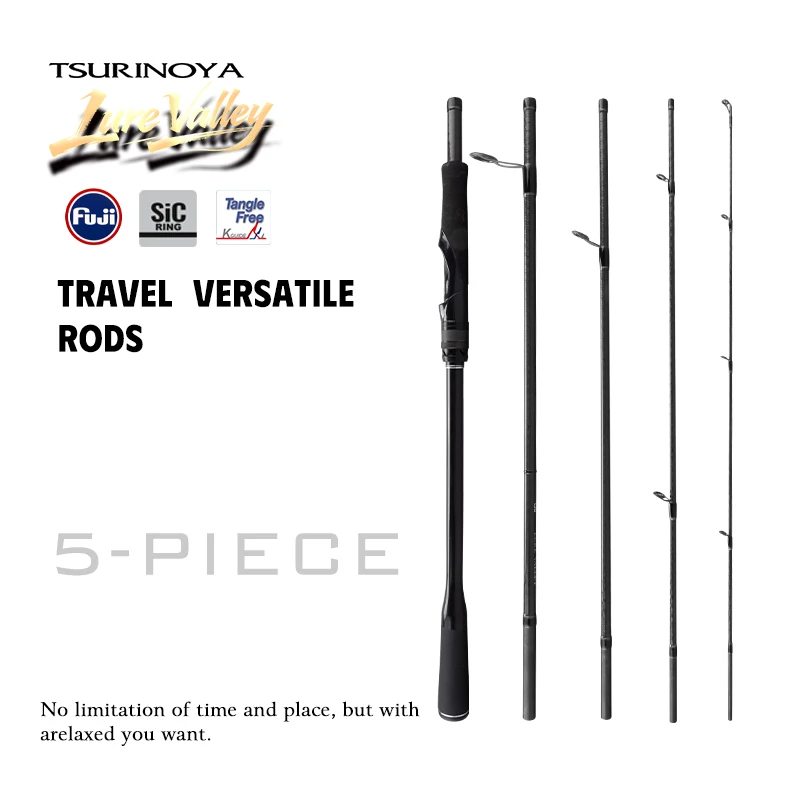 TSURINOYA LURE VALLEY Portable 5 Section 2.9m RF Spinning Rod, FUJI A SIC Top Guide  Lure Fishing Rod for Pike Seabass All Preda