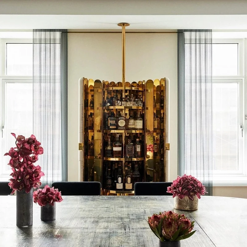 

Factory Custom Newly Designed Ceramic Wine Cabinet Luxurious Mirror Polished Stainless Steel bar Storage