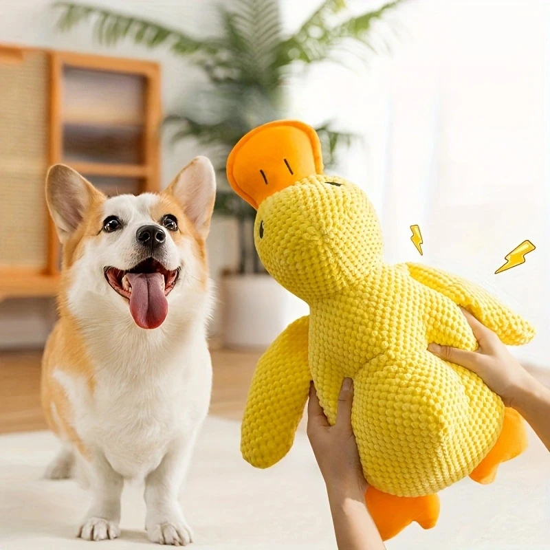 Beruhigende Ente für Hunde, 2025, gelbes Enten-Hundespielzeug, das beruhigende Kissen für sanfte Enten, Hunde-Enten-Spielzeug mit Quack-Sound für Hunde im Innenbereich – Detail 1
