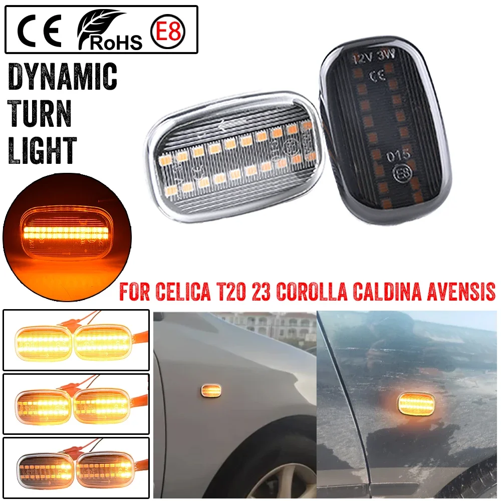 2PCS Car Dynamic Side Marker Blinker Light For Toyota Celica T20 23 Corolla Caldina Avensis Starlet Prius Fielder Verso Runx MR2