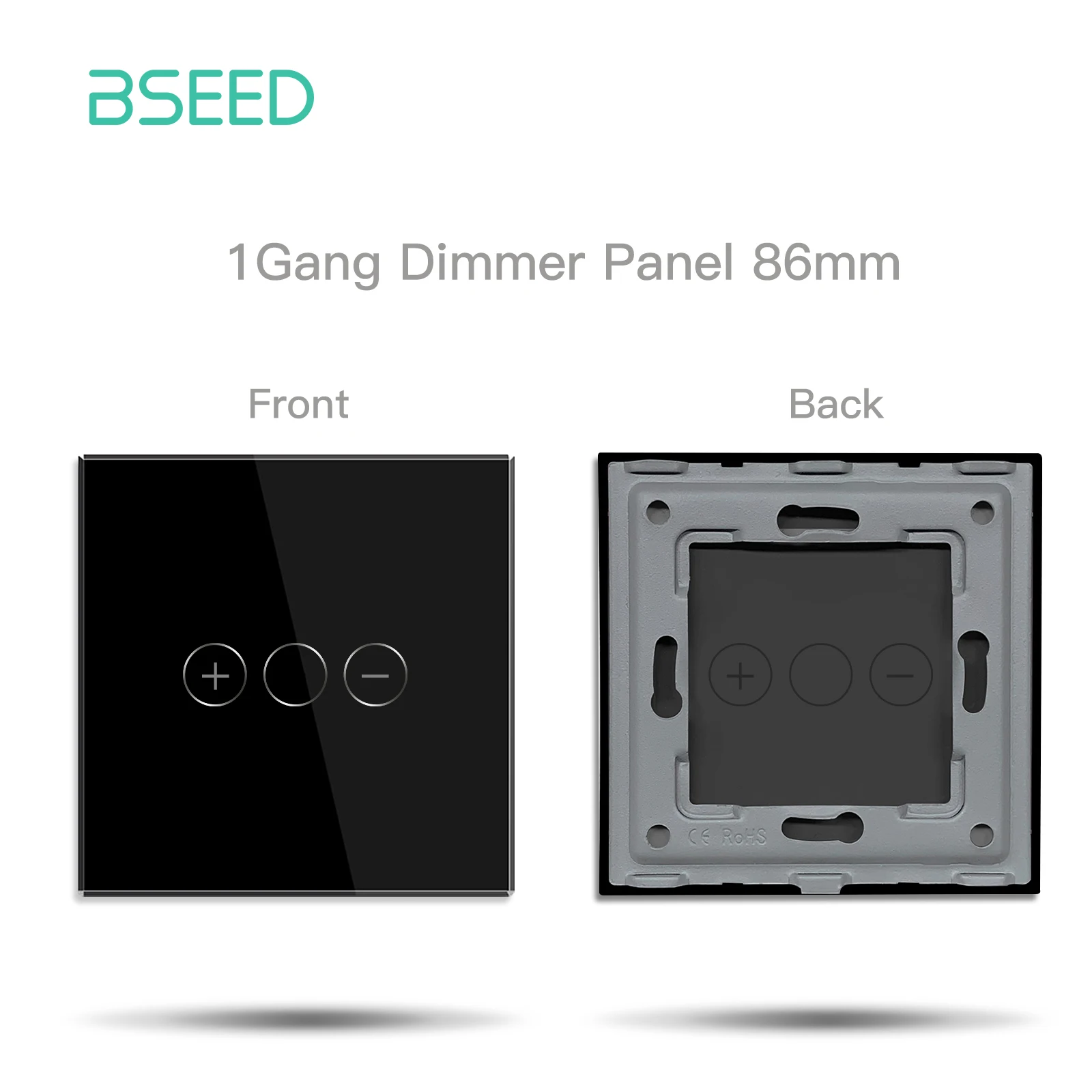 BSEED Einwandiges Touch-Schalterpanel 1/2/3 Gang für Lichtschalter Kristallglas DIY-Teile EU-Standard 86 * 86 mm Metallbasis im Lieferumfang enthalten