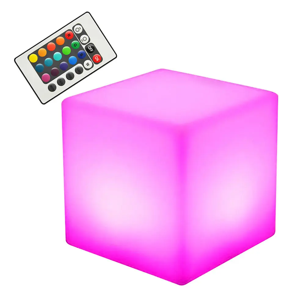 LED Cube Light 15Cm Waterproof Color Changing Remote Control Lamp for Outdoor Garden Pool Patio Indoor Night Light Decoration