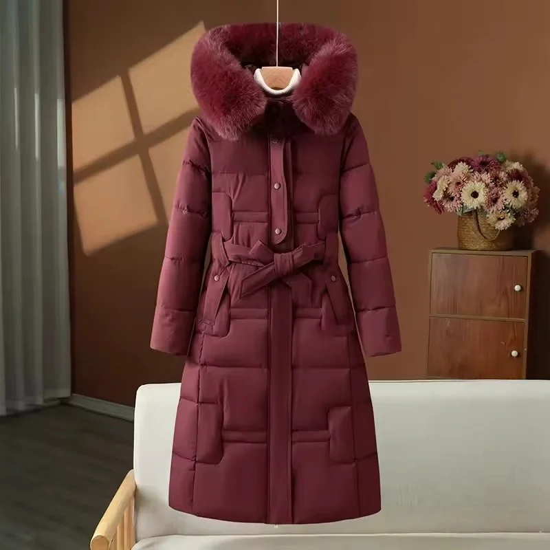2025 neue Winter Unten Jacke Frauen Parkas Mode Hochwertige Warme Baumwolle Gefütterte Mantel Damen Langen Mantel Mit Kapuze Over Tops