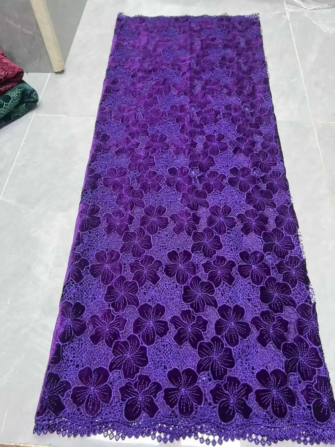 

African Guipure Velvet Lace Fabric for Women's Wedding Dresses Nigerian French Laser Cut Velvet Material Wholesale 2025