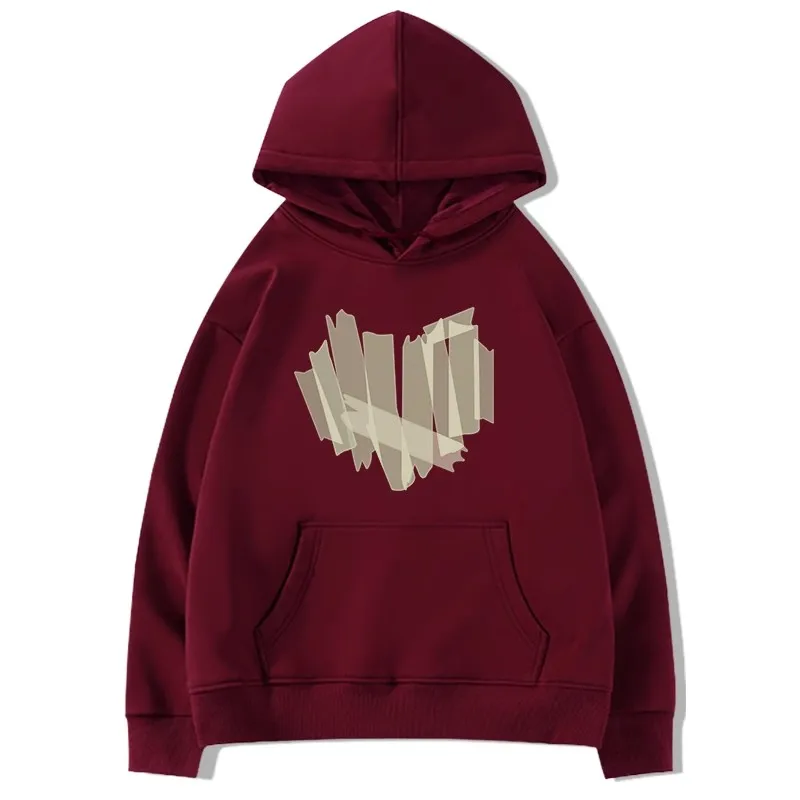 Burgundy Sweatshirt for Women Spring & Fall Thin Hooded Large Size Fat mm Slimming Look High-End Long-Sleeved Hooded Jacket