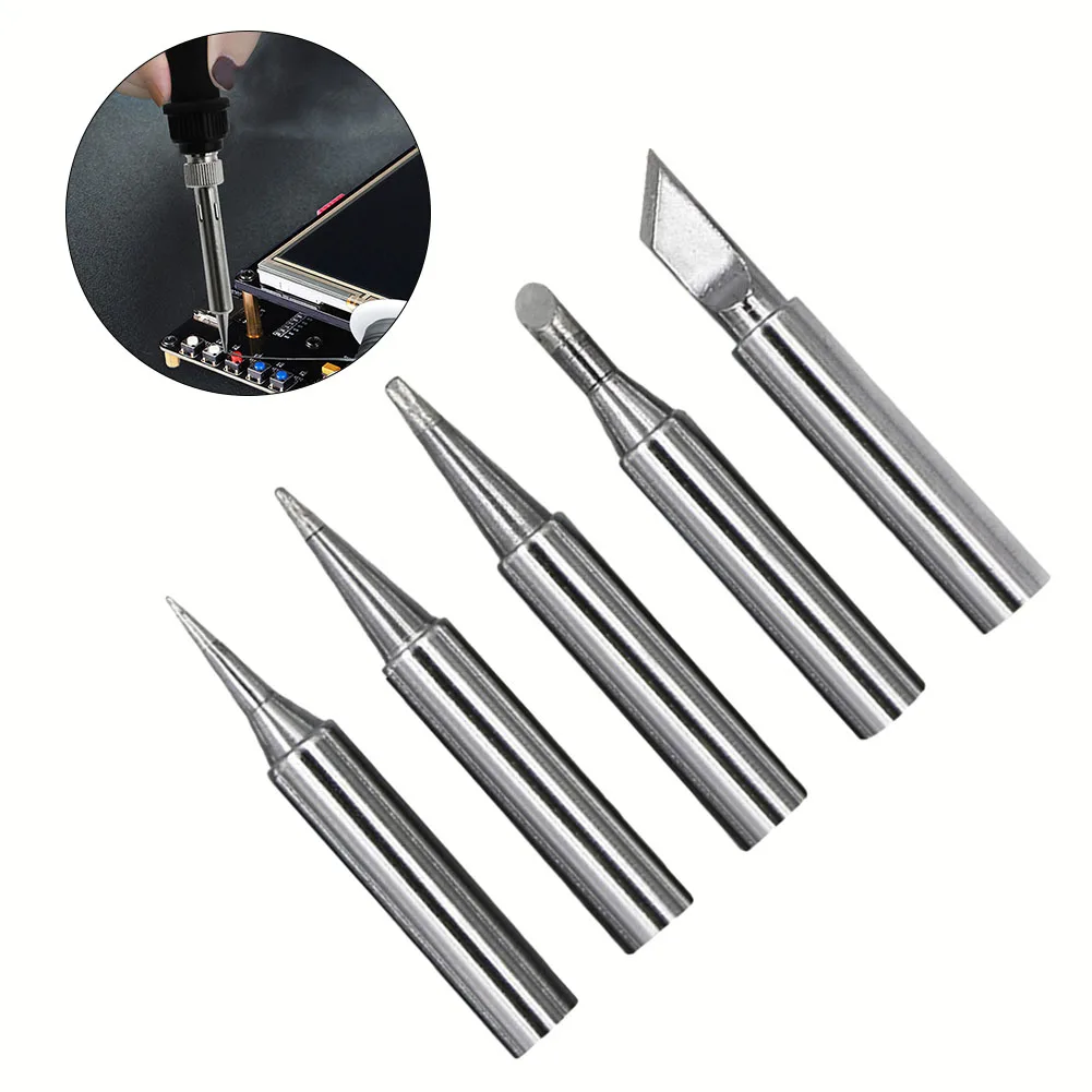 High Quality Brand New Soldering Iron Tip Welding Head 5pcs Copper I+B+K+3C+2.4D Replacement 936 Soldering Iron Tip