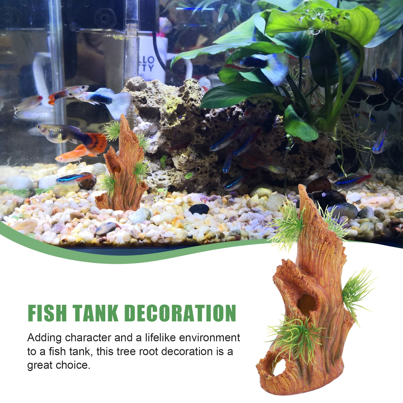 

Realistic Tree Bark Decor Fish Tank Adornment Underwater Resin Statue Long Lasting Use Aquarium Ornament Aquarium Decorations