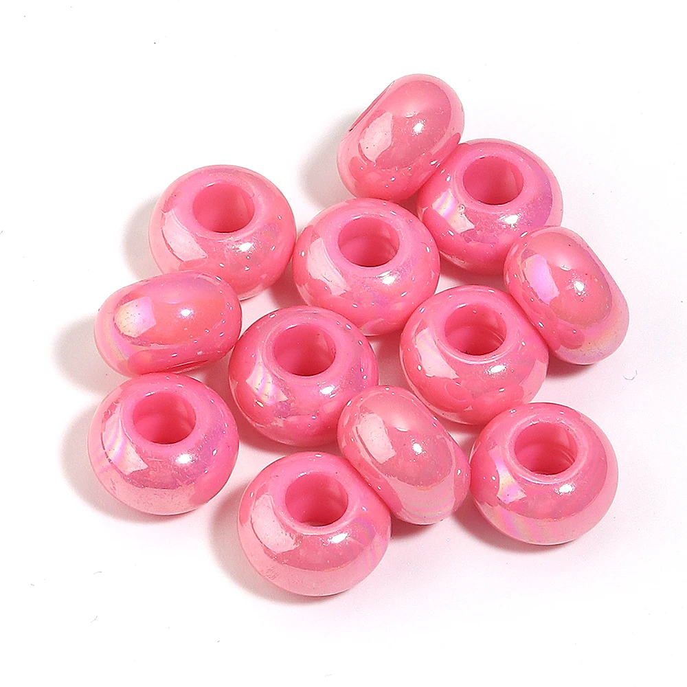 50 stuks 14mm UV gekleurde geplateerde grote gat acryl kralen losse afstandhouders abacus kralen DIY handgemaakte ketting voor het maken van sieraden