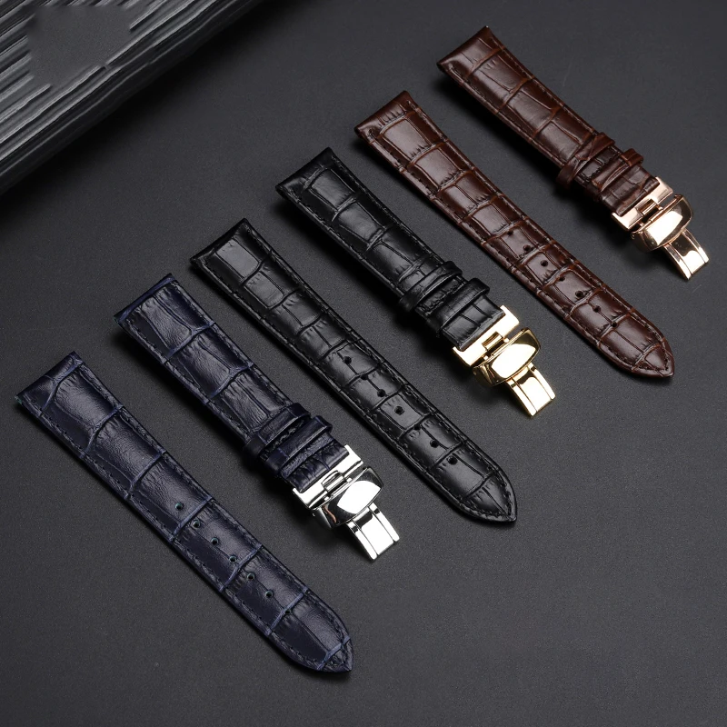 Leather Watch Band For Tissot T099 T099407a T099408a Black Brown Blue watchBracelet 21MM Stainless Steel Watch Buckle