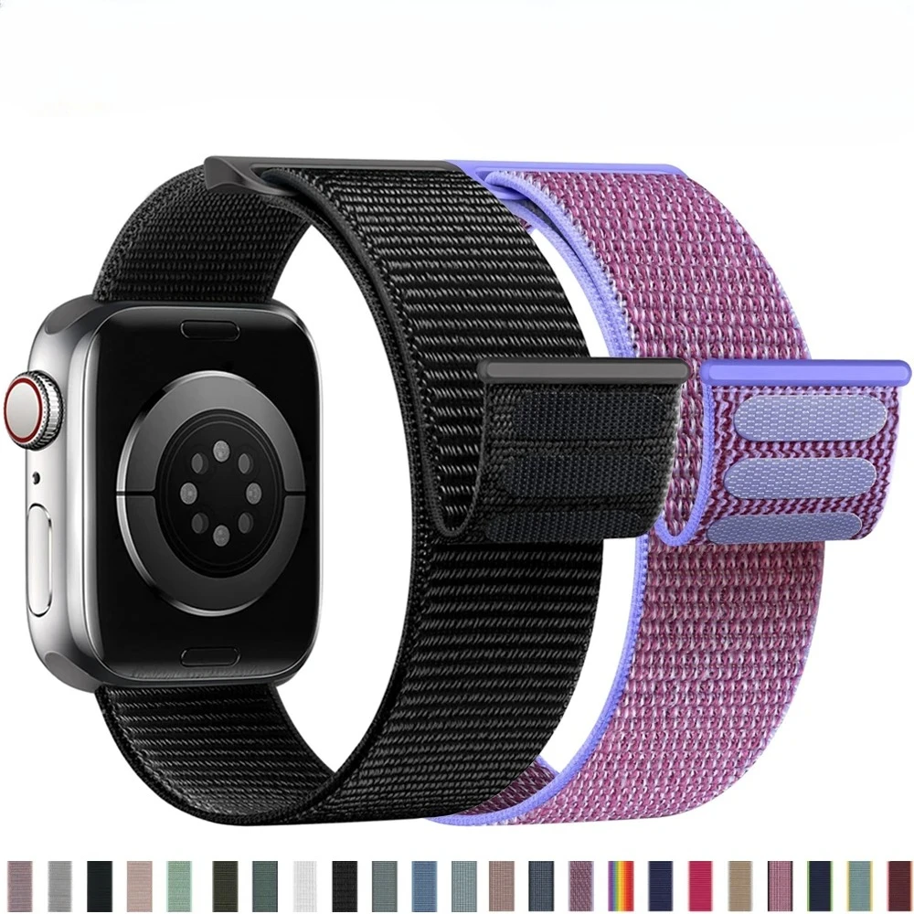 النايلون حلقة حزام ل سوار ساعة يد آبل 40 مللي متر 44 مللي متر 45 مللي متر 41 مللي متر 42 مللي متر 38 مللي متر الذكية النايلون سوار IWatch سلسلة 9 8 SE 7 6 5 الترا 2 49 مللي متر