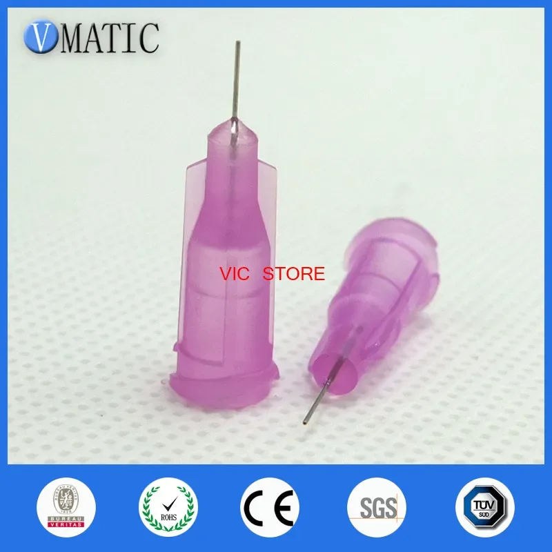 Free Shipping Non Sterilized 100 Pcs 30G 1/4 Inch Stainless Steel Tip Screw Lavender Color Liquid Glue Dispensing Syringe Needle