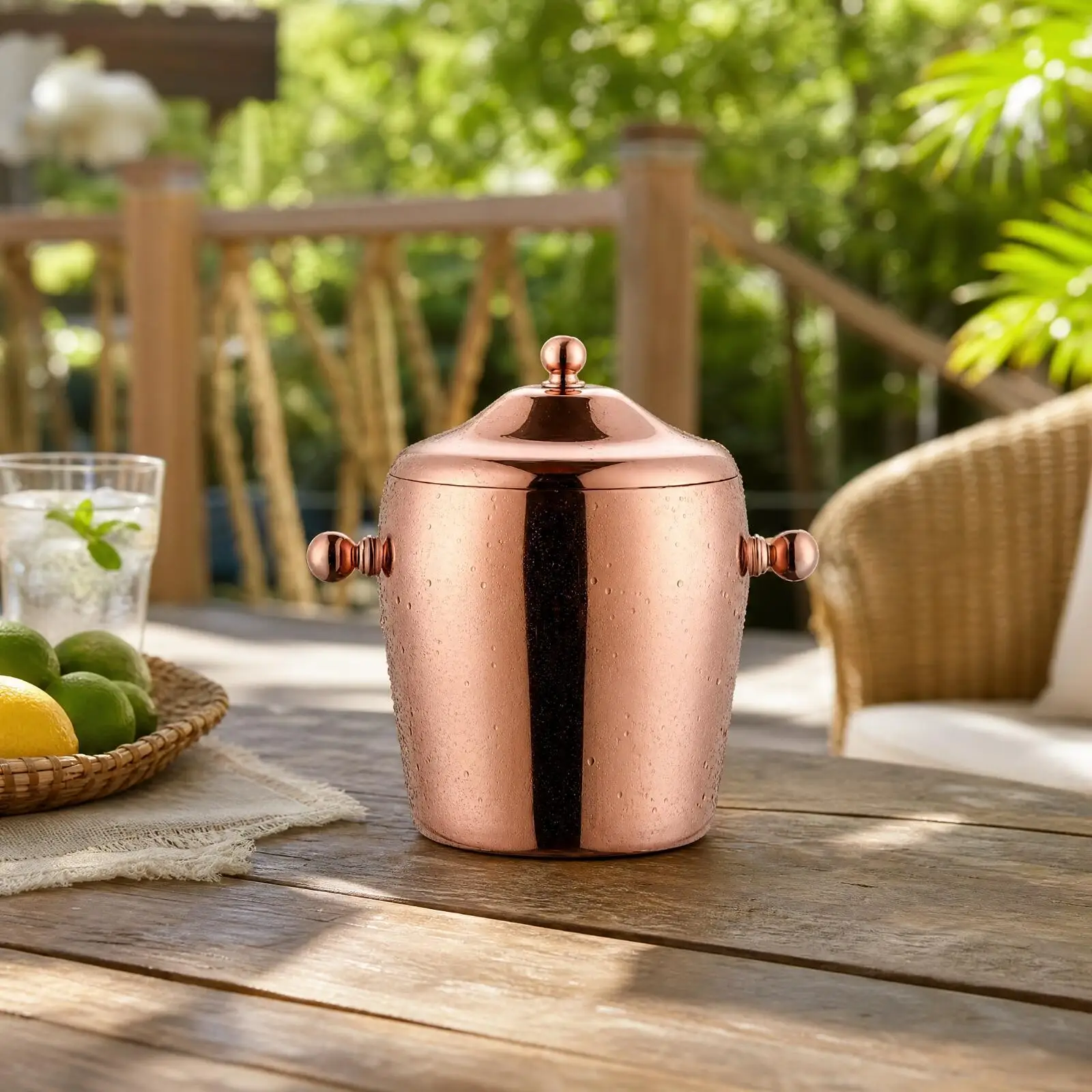 Premium Double Layer Steel Ice Bucket Anti Condensation Cooler for Bottled Drinks Bar Setup