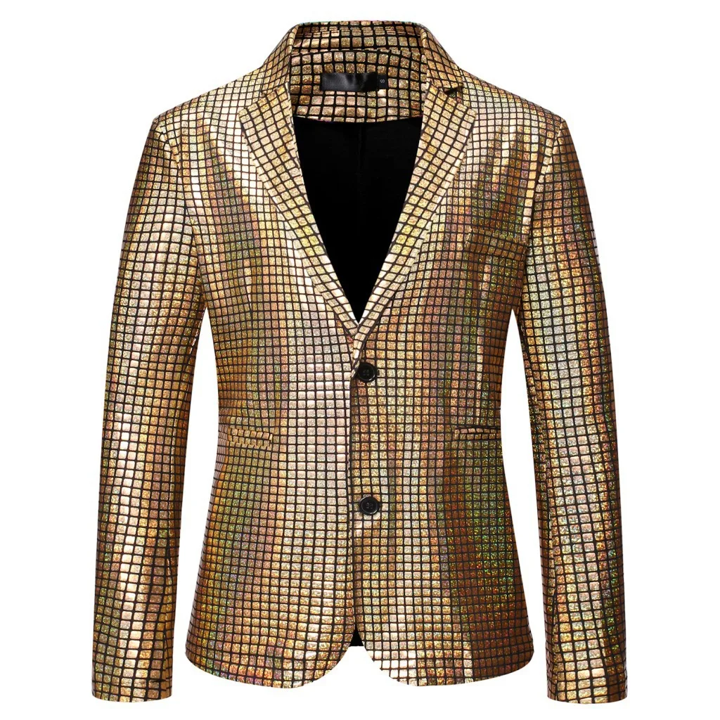 

Blazer Multi Colors Plaid Bronzing Nightclub Party Studio Party Masculino Fashionable Mens Clothing 2026 New Men's Single Jacket