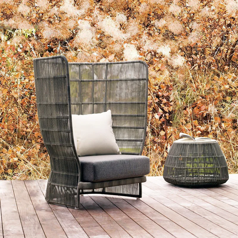 

Outdoor rattan chair woven sofa combination living room Nordic balcony courtyard backrest garden