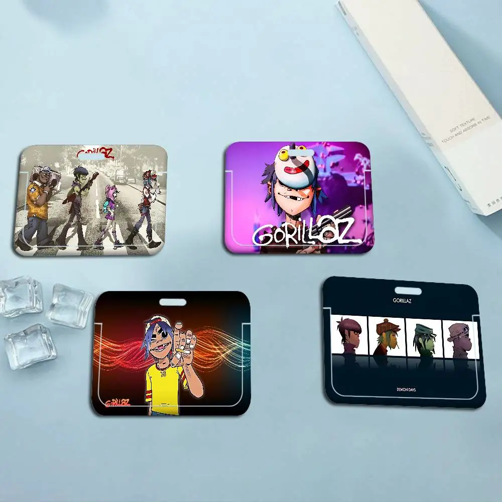 

1PC Music Cool Band G-gorillaz 1Set Working Permit Case Exhibition ID Card Sleeve Holder With Lanyard Work Card Cover