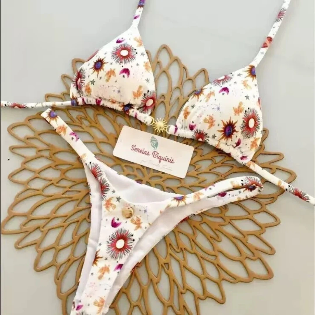 2025 Women's Push-Up Bikini Set Sexy Lifting Triangle Top & High Waist Bottom Tummy Control Swimsuit Women Thongs Panties Suit