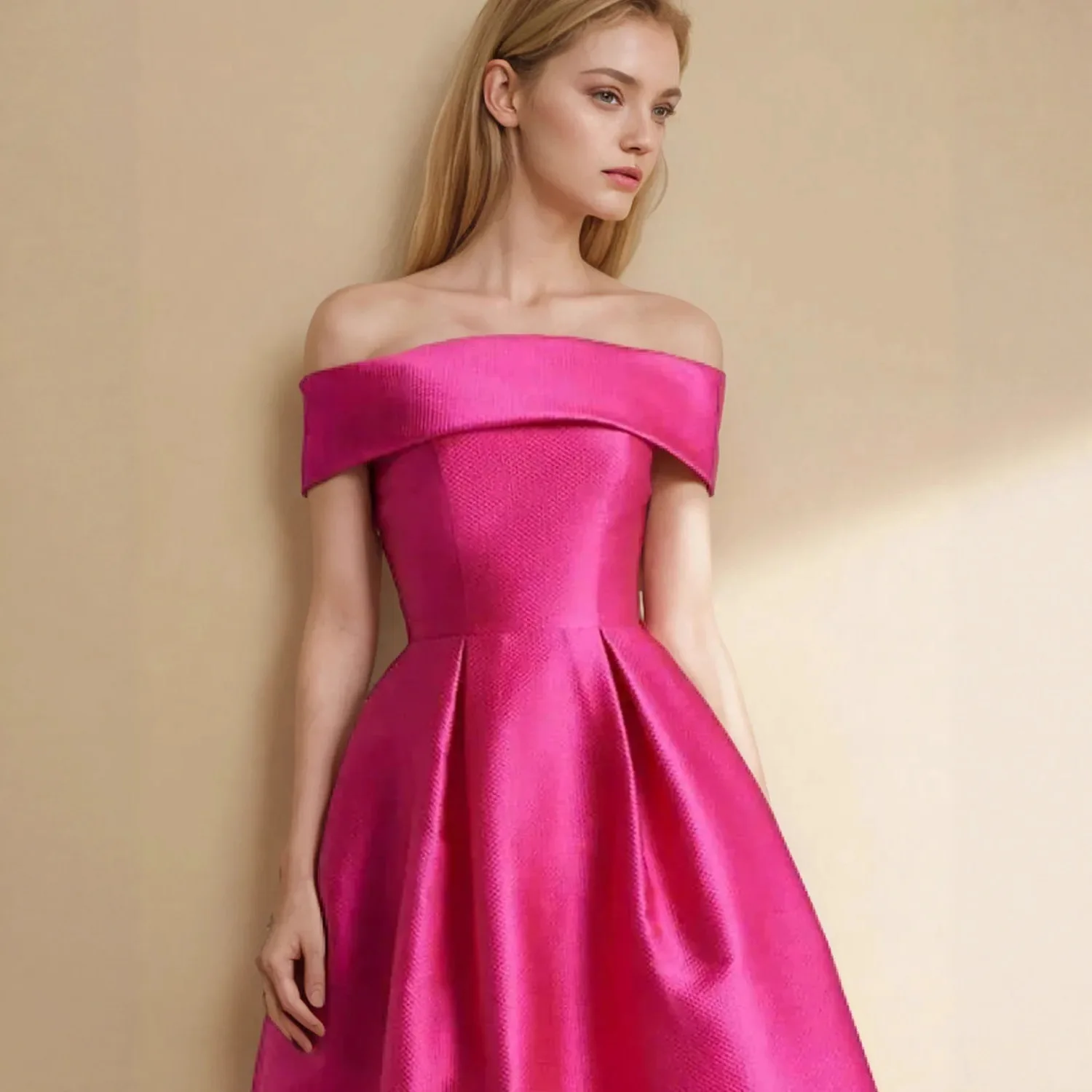 F2135 Customized Boat Neck Birthday Party Bridesmaid Dresses Princess Satin Ball Gown Fashion Women Celebrity Dress