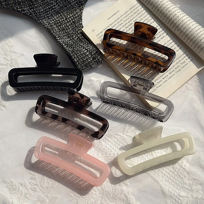 

13CM Geometric Large Hair Claws Hair Clips Crab Barrettes Women Girls Acrylic Rectangle Hair Clamps Ponytail Hair Accessories PC
