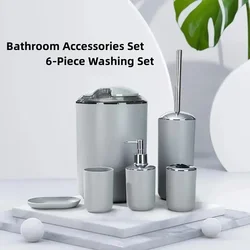 Bathroom Supplies 6pcs/Set of Toothbrush Holder Soap Box Toilet Brush Bathroom Storage Bathroom Wash Set Washable