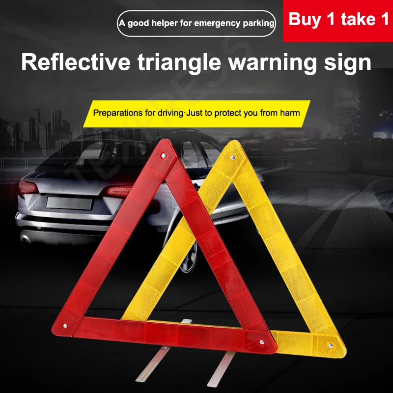 

New2Pcs Car Tripod Folded Stop Sign Reflector Emergency Breakdown Warning Tool Triangle Reflective Safety Hazard Car Accessories