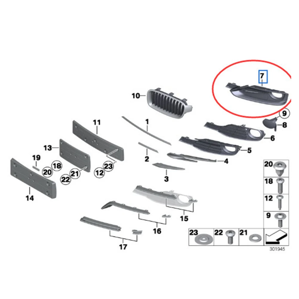 

1pcs Fog Lamp Grille Cover Grid Fog Lamp Grille Fog Lamp Frame Decoration Plate Lamp Shade For BMWF30F31 Car Accessories