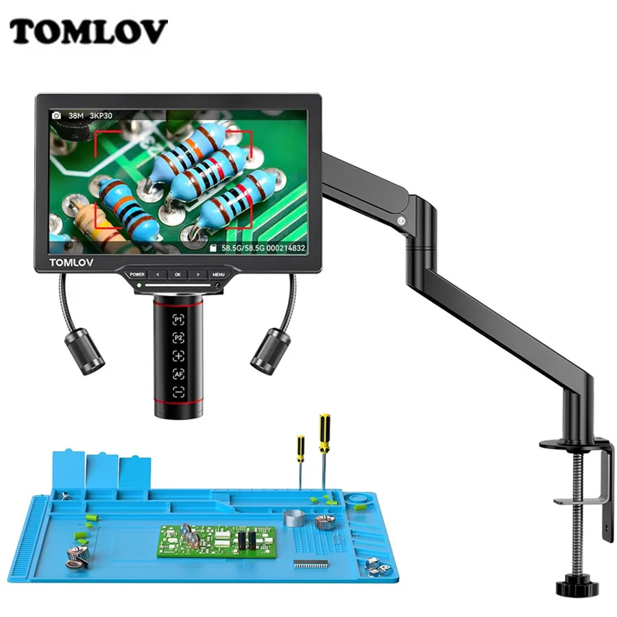 TOMLOV 3K Autofocus Digital Microscope 2000X TM3K-AF Max HDMI Electronics Microscopes for Soldering 10