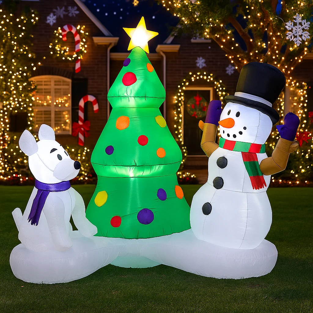 1,8 м/5,9 фута надувная рождественская елка, снеговик, щенок, светодиодные украшения для дома, игрушки, двор, рождественские праздничные принадлежности, уличный декор