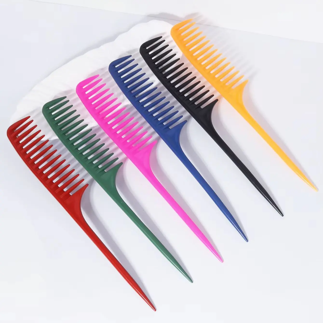 Wide toothed pointed tail comb set, heat-resistant hair styling comb, durable ABS plastic handle, special for real hair wigs