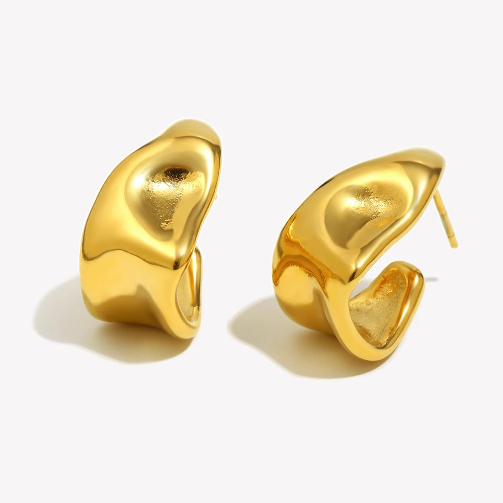 E.B.belle Abstract Geometric Trapezoid Shape Creole Stainless Steel Earrings For Woman Unusual Earrings Women\'s Ear Creoles