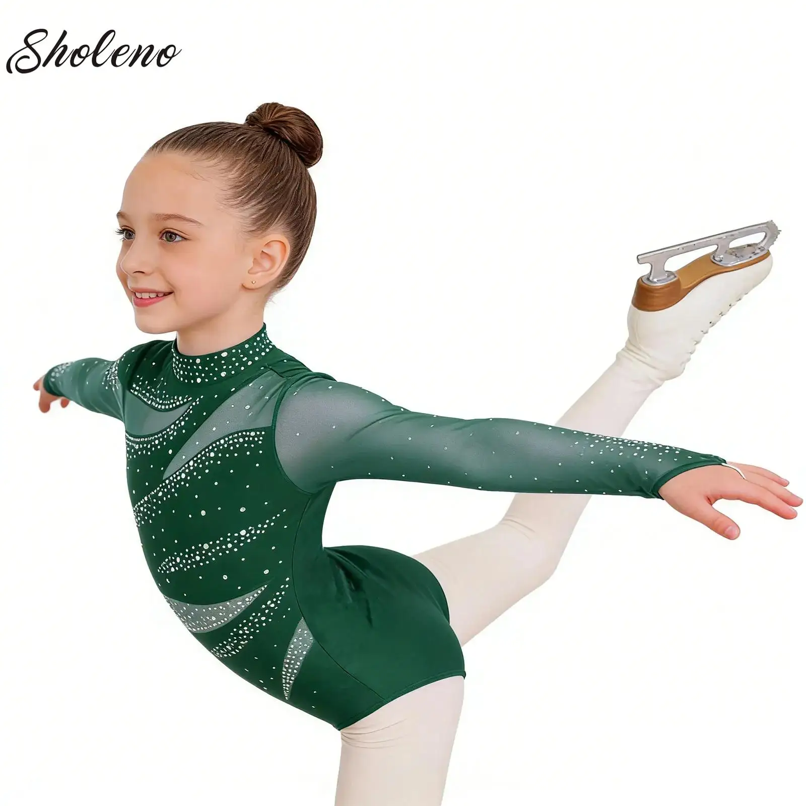 

Kids Girls Figure Skating Dance Leotard Gymnastics Artistic Figure Skating Costume Ballet Jersey Jumpsuit Performance Clothes