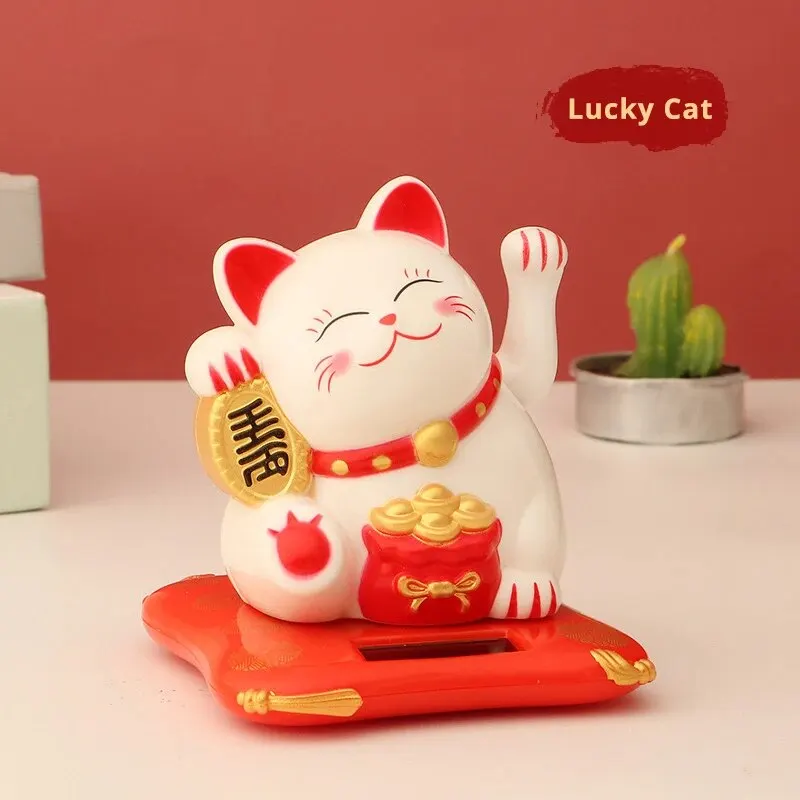 

1 Lucky Cat Solar Ornaments Suitable for Home Office Cute Atmosphere Plastic Beckoning Creative Opening Car