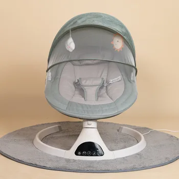 Elektrischer Babyschaukelstuhl mit Spielzeug und Fernbedienung, tragbarer Schaukelstuhl für Neugeborene von 0–18 Monaten, Babybett mit Moskitonetz