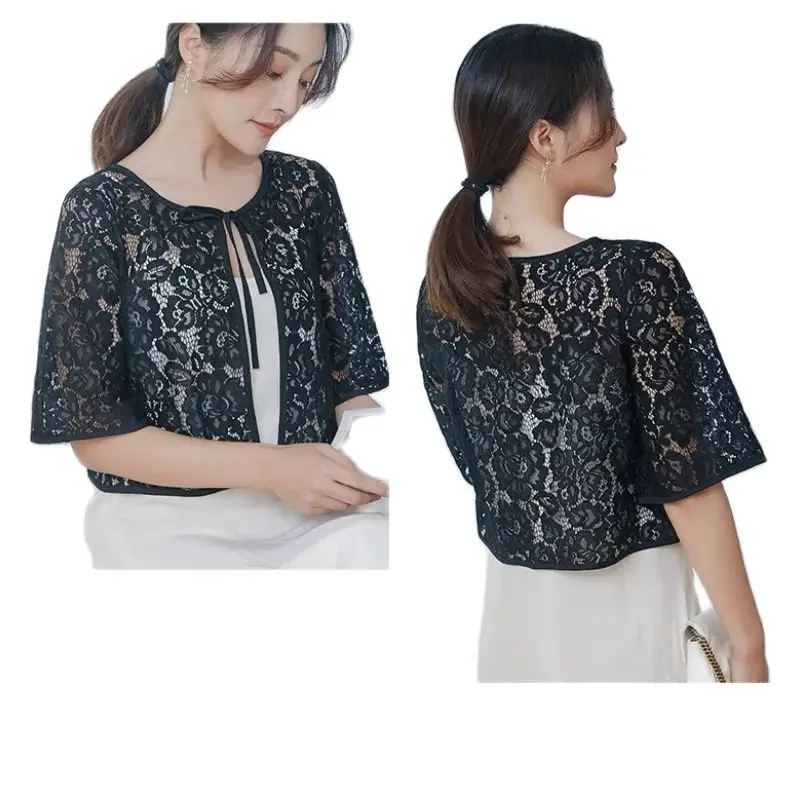 White Black Pink Lace Sunscreen Bolero Wedding Shrugs For Women Bridal Jacket Elegant Party Cape Dress Summer Top Shawls Wraps