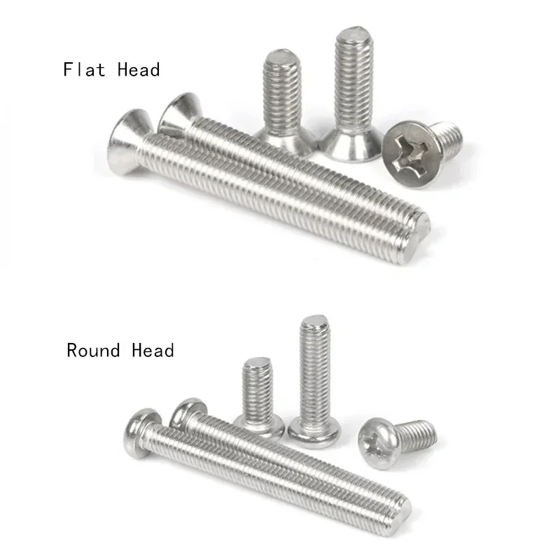 Stainless Steel Phillips Screws M1/M1.2/M1.4/M1.6/M2/M2.5*3/4/5/6/8/10mm cross Flat/Round Head Thread Metric Machine screw bolt