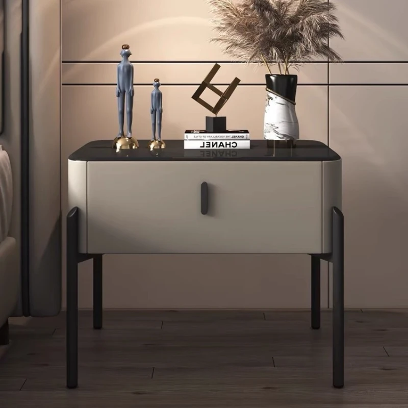 

t bedside table high sense light luxury 2024 new creative free installation Internet celebrity solid wood bedroom bedside table