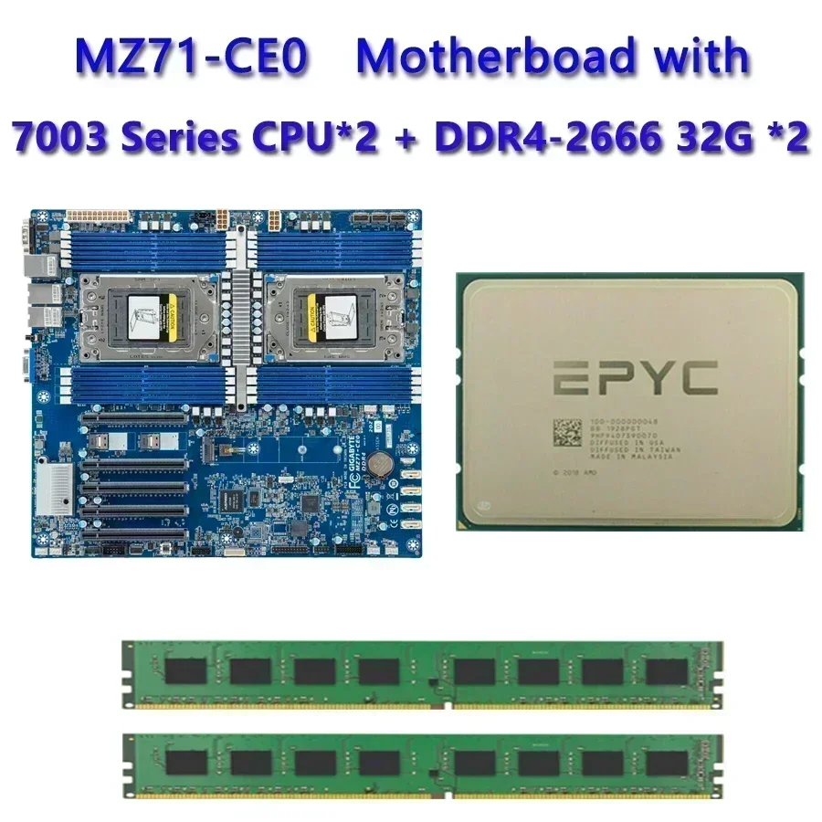 MZ71-CE0 REV3.X 마더보드/4X 마더보드/64GB DDR4-2666 RAM EPYC 7663 7763 7713 7643 75F3 7543 7453 7443 73F3 7413 7513 7343 72F3 CPU