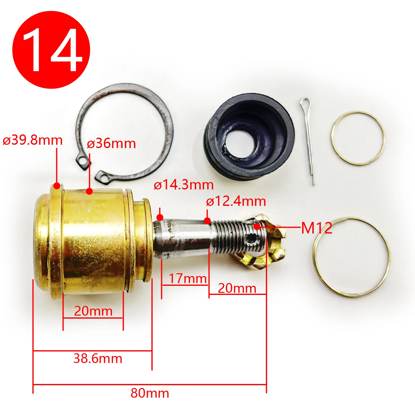 36mm 4 Wheeler ATV Quad Accessories ARM Ball U Joint A-arm Rocker Tie Rod End 200cc 250cc M12 & ø36mm Spare Parts