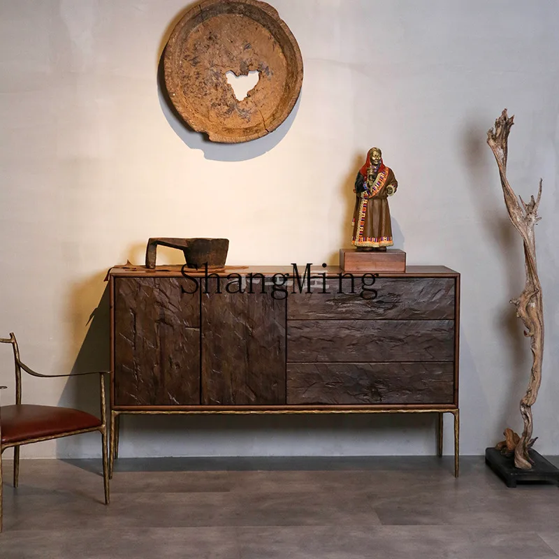 

CL Old Wood Forged Sideboard Lattice Style Living Room Display Vintage Entryway Cabinet