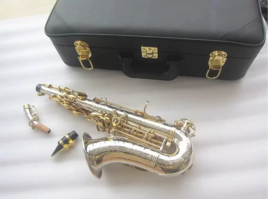 New Sell well Soprano Sax Curved Soprano Saxophone Nickel Silver Brass Sax with Mouthpiece Patches Pads Reeds Bend Neck and Case
