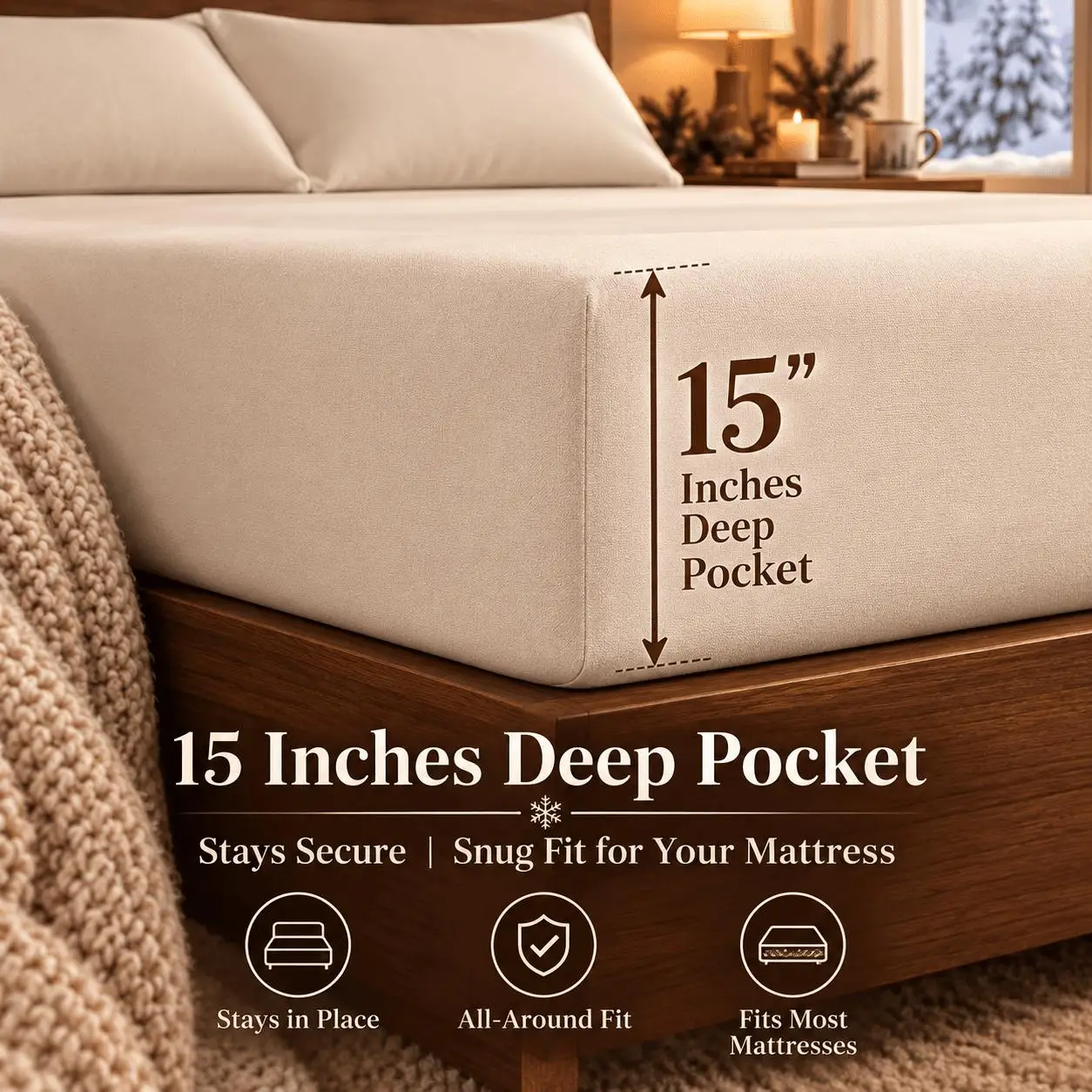 3/4pcs Christmas Themed Luxury Sheet Set, WINTER SPECIAL Fitted Bedding, Ultra Soft Moisture Wicking Breathable Bed Sheets, 15 Inch Deep Pocket, Multiple Sizes, Random Color