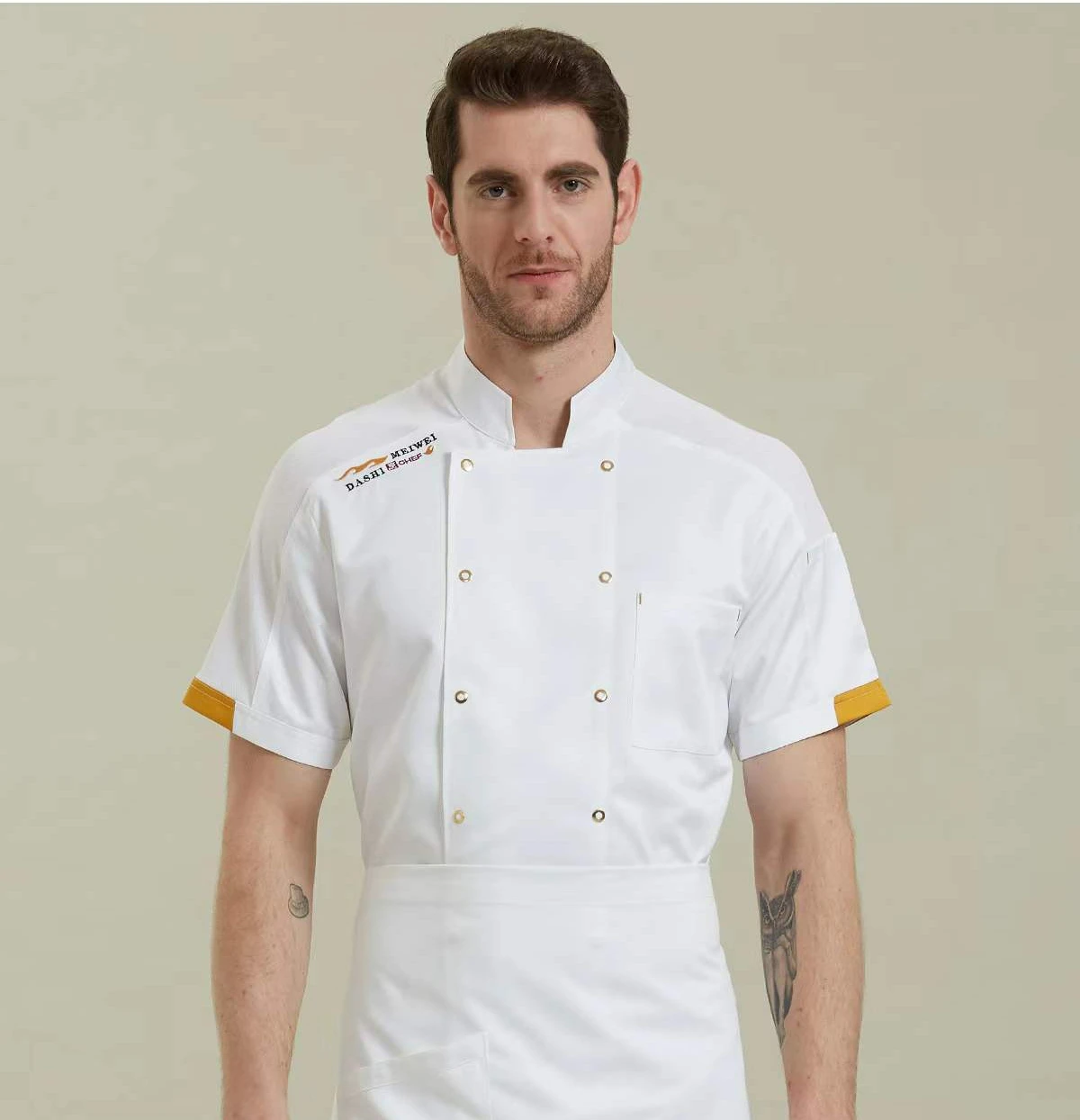 Manga Curta Chef Uniform Hotel Cozinha Cozinheiro Jacket Pastelaria Baker Garçom Roupas